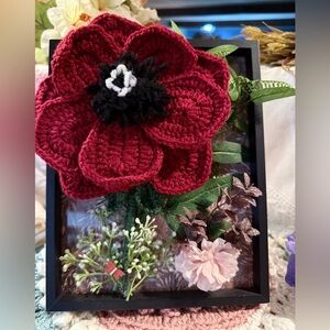 Handcrafted Red Floral Shadow Box